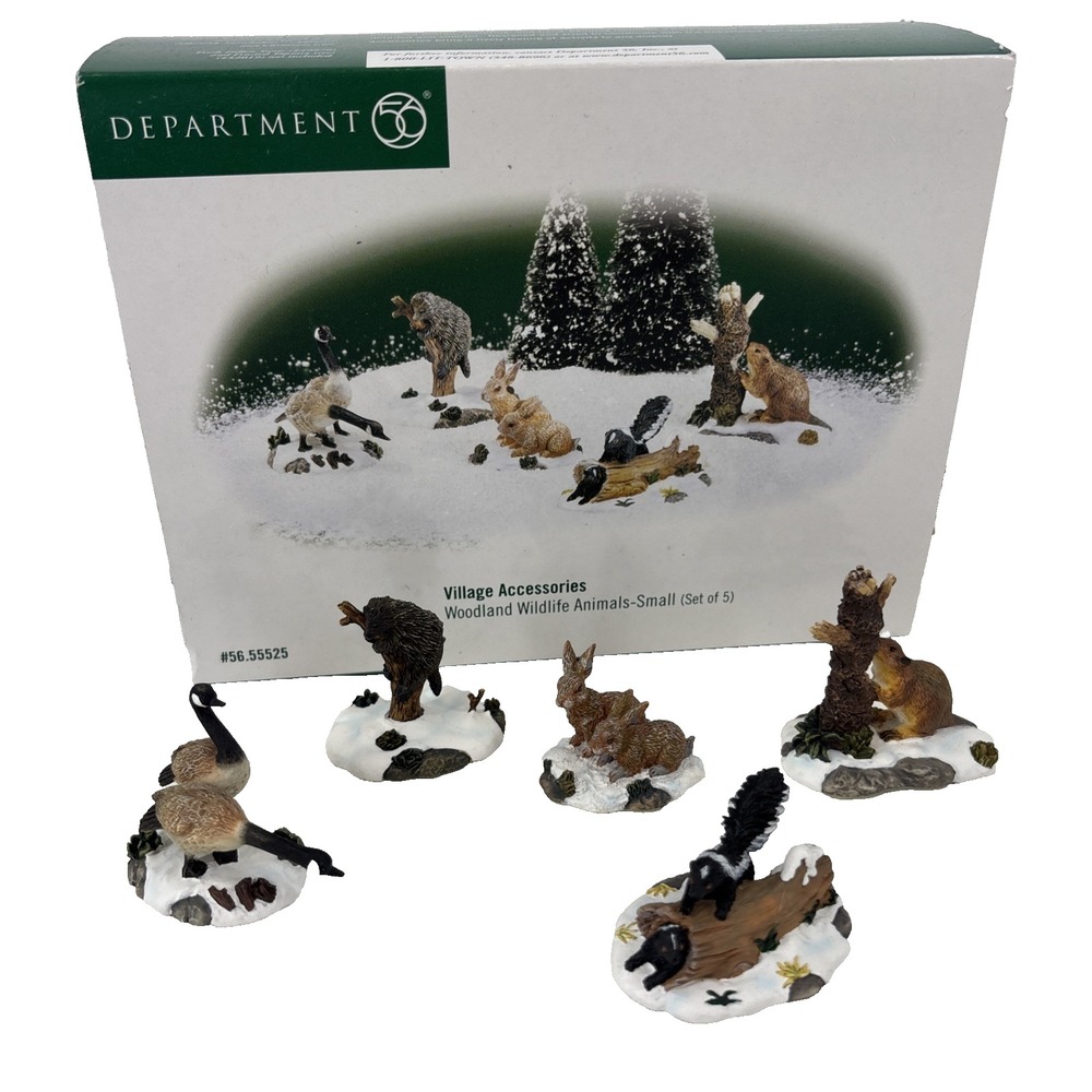Department 56 Village Accessories Woodland Wildlife Animals #55525 Set of 5